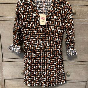 Entro Black and Orange Floral Romper